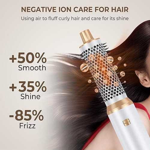 5 in 1 Blow Dryer Brush, Upgrade Hair Dryer Brush Air Curler Air Curling Wrap Styler, Detachable Hot Air Brush Negative Ion Curling Brush Iron, Hair Styling Tools for Drying Curling Straightening thumbnail 4