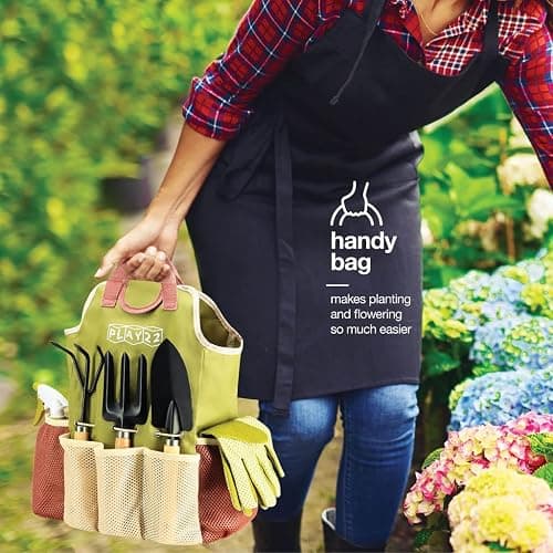 Gardening Tools Set of 10 - Complete Heavy Duty Garden Tools Set with Fashion Handbag - Durable Gardening Supplies Kit Ideal Garden Gifts for Women thumbnail 6