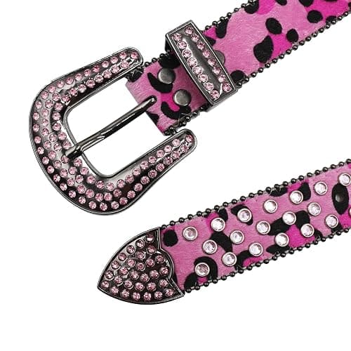 Vxrxal Rhinestone Belt Leopard Print Bling Belts For Women Luxury BB Y2K Cowgirl Belts for Jeans, Festival Gifts Belt thumbnail 5