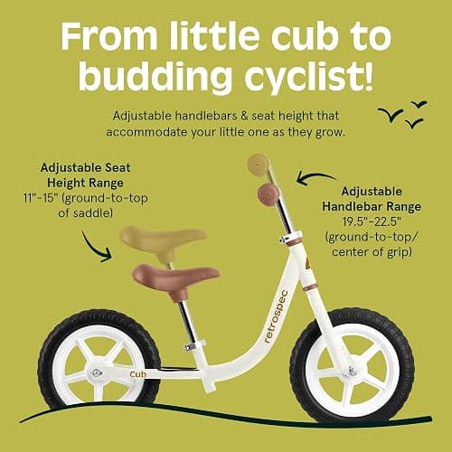Retrospec Cub Toddler 12" Balance Bike, 18 Months - 3 Years Old, No Pedal Beginner Kids Bicycle for Girls & Boys, Flat-Free Tires, Adjustable Seat, & Durable Frame - Eggshell - Cub 2 thumbnail 2