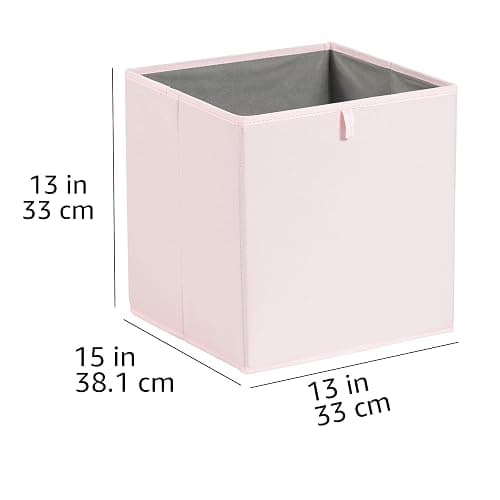Amazon Basics Collapsible Fabric Storage Cube Organiser Bins, Pack of 6, Peony Pink, 33 x 38 x 33 cm thumbnail 2