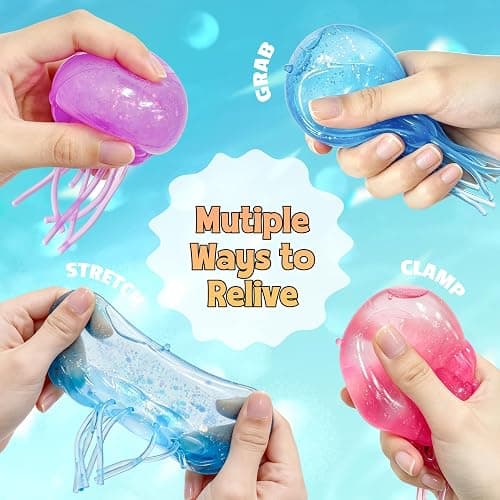 Jellyfish Squeeze Toy,2.16inch Jellyfish Squishy Malt Sugar Balls Filled Squishy Sensory Fidget Toy,Ultra Soft Moldable Slow Rise Stress Relief Toy for Adults Anxiety Relief(Pink) thumbnail 4