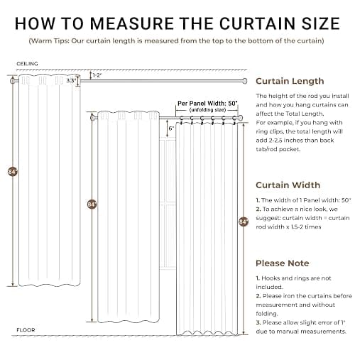 INOVADAY 100% Blackout Curtains 84 Inches Length 2 Panels Set, Back Tab/Rod Pocket Linen Black Out Curtains for Bedroom, Thermal Insulated Window Drapes - Cream, W50 X L84 thumbnail 8