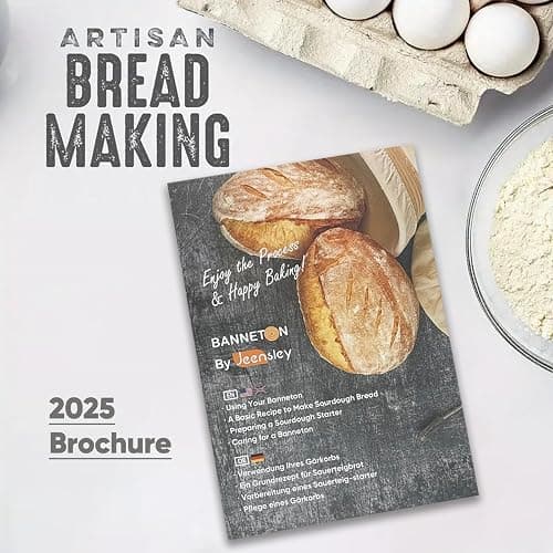 Jeensley Gärkörbchen Sauerteig Starterset Box verpackter runder Sauerteigbrot-Gärkorb mit Broschüre, Liner und Brotbackwerkzeugen, handgefertigt aus hochwertigem, natürlichem indonesischem Rattan thumbnail 2