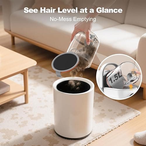 Afloia 6-in-1 Dog Grooming Kit, Pet Grooming Vacuum for Shedding, Dog Hair Vacuum with Clipper Nail Trimmer Grinder, Pet Brush Groomer at Home, Low Noise Cats Hair Remover, 1.5L Dust Cup, White thumbnail 8
