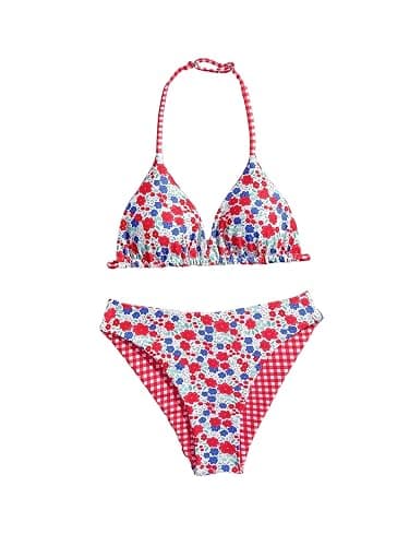 RoseSeek Girl's 2 Piece Swimsuits Floral Gingham Halter Triangle Wireless Bikini Bathing Suit - Image 1