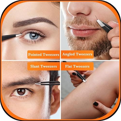 TsMADDTs Tweezers for Men, 8 in 1 Professional Eyebrow Tweezers Kit with Eyebrow Trimmer & Scissors, Razor, Brush, Skin Care Tools thumbnail 6