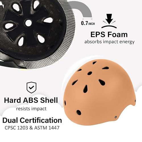 Skateboard Bike Helmet, 3 Sizes for Adult Youth & Kids | Lightweight, Adjustable, Certified Multi-Sport for Bicycle, Inline/Roller Skates, Kick Scooter thumbnail 2