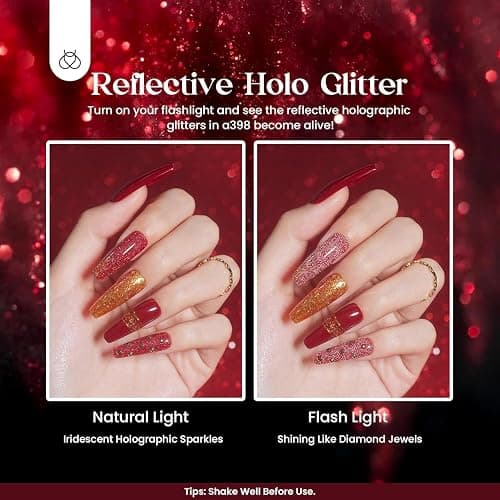 Beetles Winter Gel Nail Polish 20 Winter Colors Cat Eye Gel Polish Set Gift Spree Burgundy Red Purple with Magnet Pen Base Top Coat DIY Salon Manicured Soak Off UV LED Gifts for Women Gemstone Party thumbnail 5