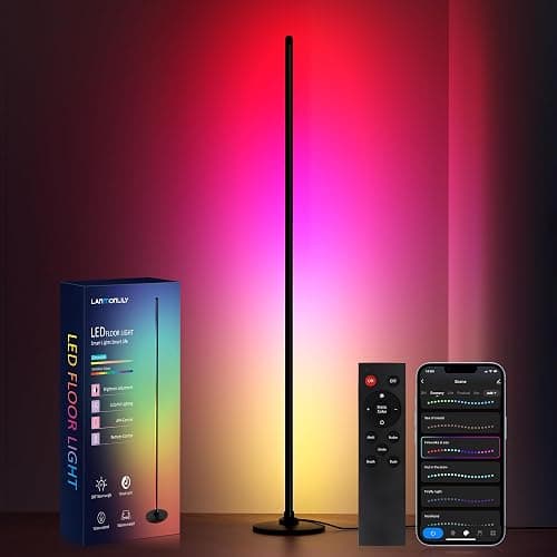 Lanmonlily Corner Floor Lamp, RGB Corner Lamp Compatible with Alexa, Smart Modern Floor Lamp with Music Sync 16 Million DIY Colors & 68+ Scene for Bedroom Living Room and Gaming Rooms - Image 1