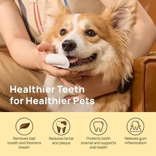 HICC Pet Teeth Cleaning Wipes for Dogs & Cats, Vet-Recommended Remove Bad Breath & Plaque & Tartar Buildup, Dog Tooth Brushing Kit, Dog Breath Freshener, Dogs Toothbrush & Toothpaste Alternatives thumbnail 2