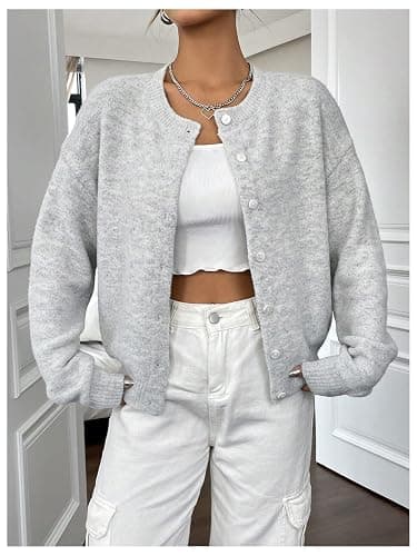 RoseSeek Women's Knit Cardigans Long Sleeve Button Dwon Lightweight Cardigan Sweaters Trendy Fall Outfits thumbnail 5