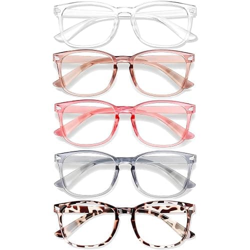 WINTOO Blue Light Glasses for Woman Men | 99% Blue Light Blocking Glasses for Computer Gaming TV Phone Screen Square Frame | Anti Eyestrain & UV Glare Protection - 5 Pair - Image 1