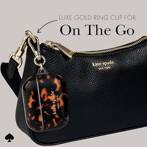 Kate Spade New York AirPods Pro Protective Case with Keychain Ring - Tortoise, Compatible with AirPods Pro 2nd / 1st Generation thumbnail 6