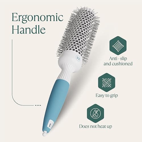 Professional Round Brush for Blow Drying - Small Ceramic Ionic Thermal Barrel Brush for Sleek, Precise Heat Styling and Salon Blowout - Lightweight Round Hair Brush (Barrel 1.3 inch, Bristle 2 Inch) thumbnail 7