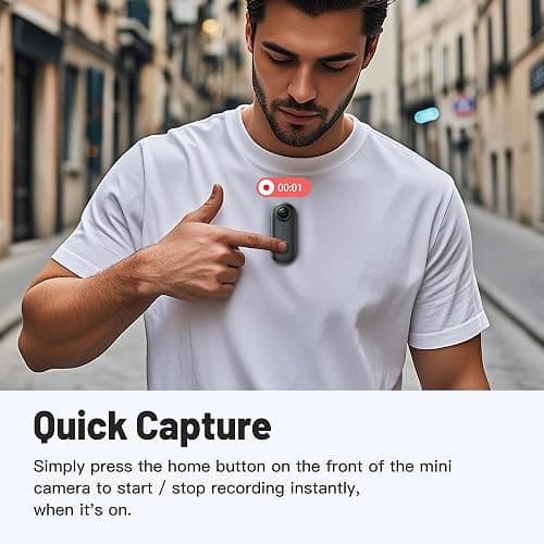 Meoilkolnm Mini Body Camera, Wearable Action Body Cam, Thumb Size Hands Free Recording Body Worn Camera, Premium Portable Camcorder Mount Anywhere for Pet Walking, Work, Travel (Black, 64GB) thumbnail 5