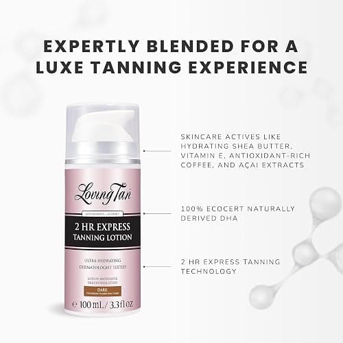 Loving Tan NEW 2 Hr Express Self Tanning Body Lotion, Dark - Hydrating Natural-Looking Glow Sunless Self Tanner, Streak-Free, Dermatologist Tested, Lightweight, Vegan and Cruelty-Free - 3.3 fl oz thumbnail 4