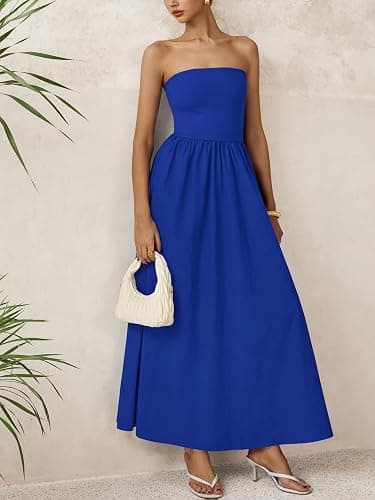 PRETTYGARDEN Women Summer Elegant Strapless Maxi Dress Tube Top | Semi Formal Cocktail Party Wedding Guest Dresses, Cute Off The Shoulder Sleeveless Sundresses, A Line Flowy Long Dress 2026 thumbnail 5