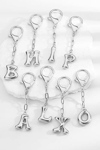 GAOKOXI Gold Bubble Initial Keychain Charm for Women Chunky Bag Purse Charms A-Z Letter Key Chains for Handbag Accessories thumbnail 4