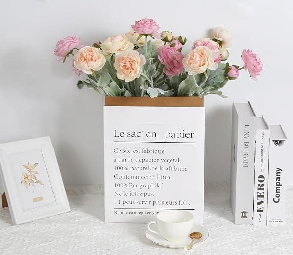 IPOPU Artificial Peonies 6pcs Ranunculus Silk Flowers 18Heads Pink Flowers Combo Champagne Fake Flowers 20.47" Faux Floral Arrangements Wedding Decorations for Home Kitchen (Champagne&Pink) thumbnail 5