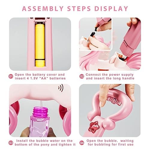 Pink Bubble Machine Blower Maker Lawn Mower Walking Toy Christmas Basket Stuffers Outdoor Summer Girls Kids Toddler 1st Birthday Best Gift for 1 2 3 Year Old Unique Cute Valentines Day Unicorn Gifts thumbnail 3