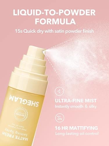 SHEGLAM Matte Fresh Setting Spray Ultra Matte Liquid-To-Powder Long Lasting Makeup Locking Spray Oil-Control Non-Greasy Makeup Setting thumbnail 3