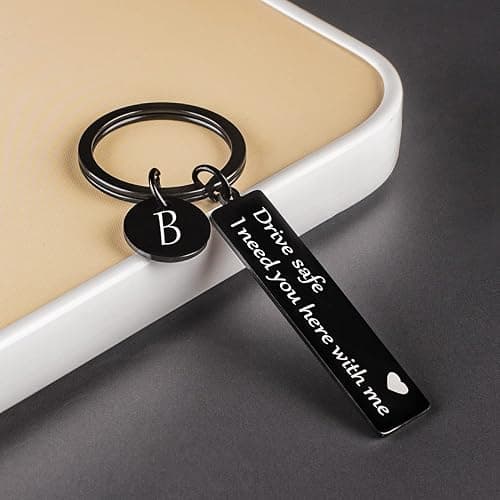 drive safe keychain for him her - key chains for men i need you here with me i love you gifts for boyfriend birthday thumbnail 2