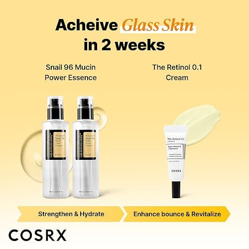 COSRX Snail 96% Mucin Power Essence 2ea & Retinol 0.1% Cream Mini Sample 1ea, Glass Skin Starter Set, Amazon Exclusive, Daily Hydrating & Firming Korean Skin Care Kit, Gift Set thumbnail 3