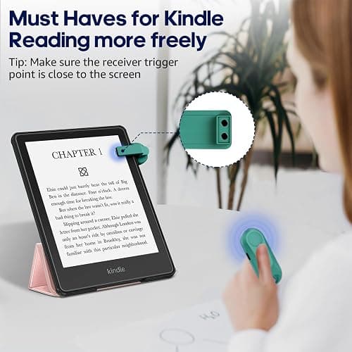 [Case-Friendly] Page Turner for Kindle Paperwhite Oasis Kobo eReaders, Camera Camcorder Remote Controls, Page Turner Clicker for ipad Tablets Reading Novels with Wrist Strap Storage Bag Dark Green thumbnail 5