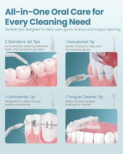 Onlyone Rechargeable Cordless Water Flosser with Adjustable Water Pressure for Daily Oral Care, Power Dental Flosser for Home and Travel Use, Portable Oral Irrigator for Sensitive Gums and Braces Care thumbnail 4