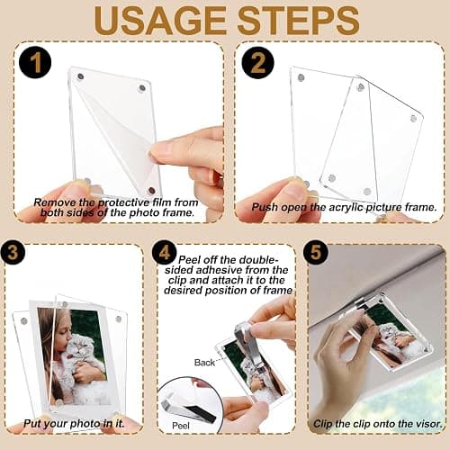 2 Pack Car Visor Photo Clip, Acrylic Magnetic Personalized Car Visor Clip Photo Frame, Sun Visor Picture Holder, Car Accessories for Women Men, Gift for Boyfriend Girlfriend Anniversary Birthday thumbnail 5