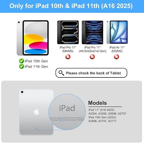 Jibrealg Keyboard Case for iPad 11th (A16, 2025) & iPad 10th Generation, Ultra-Slim Magic Keyboard with Multi-Touch Trackpad, 7 Colors Backlight, Smart Keyboard for iPadA16, Black thumbnail 2