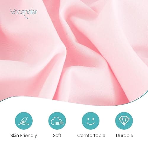 Vocander Pink Bed Skirt Queen Size 14 Inch Drop, Elastic Wrap Around Dust Ruffle Bed Skirting Easy to Put, Adjustable Tailored Bedskirts Fade & Wrinkle Resistant thumbnail 4