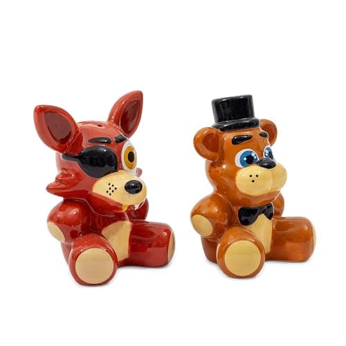 Five Nights At Freddy's Freddy and Foxy Ceramic Salt and Pepper Shaker Set | Spice Dispenser Storage Canisters thumbnail 4