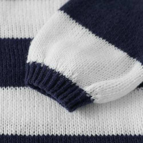 Women Color Block Striped Pullover Sweater Oversized Long Sleeve Crewneck Tops Fall Winter Warm Knitted Loose Outfit thumbnail 9