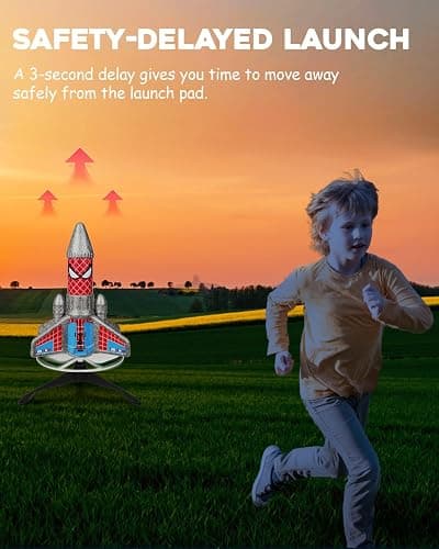 Fullware Rocket Launcher for Kids – 2nd Gen Upgraded Design, Electric Auto Launch, 200ft Flight with Safe Parachute, Outdoor Rocket Toy for Boys & Girls, Birthday Gift for Ages 6-13, Spider Pattern thumbnail 5