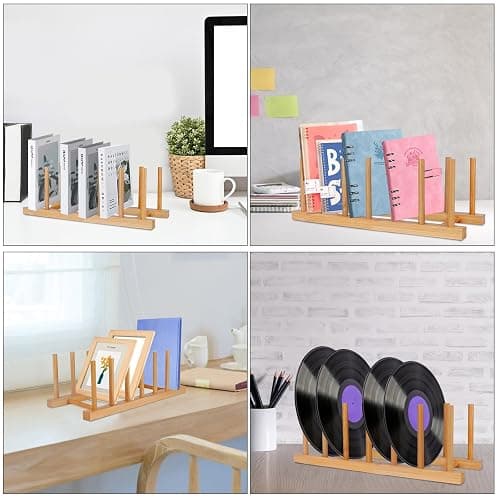 SAMEBUTECO Bamboo Wooden Dish Racks Plate Stand Holder Vertical Drainer Kitchen Cabinet Organizer for Dish, Pots, Lids, Bowls, Cups, and Cutting Boards and Books(2 Packs) thumbnail 5