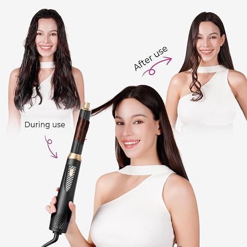 Atopskins 5 in 1 Blow Dryer Brush Set, 1000W Professional Hot Air Styler, Ionic Hair Dryer Brush, 3 Heat Settings, Auto Curling, Fast Drying, Ideal Hair Styling Tools Gift for Women, Black thumbnail 5