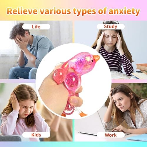 Cute Duck Squishy Sugar Stress Ball, Soft Duck Stress Relief Sugar Ball Squishy Ultra Squishy and Moldable Slow Rise Relaxing Sensory Stress for Anxiety (Pink) thumbnail 5