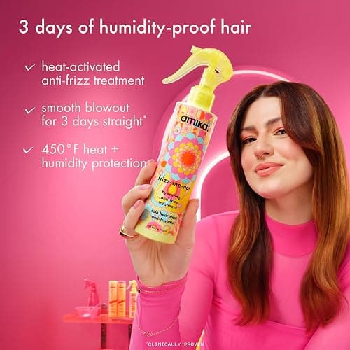 amika frizz-me-not hydrating anti-frizz treatment | lightweight hydrating spray for medium to thick coarse hair types 2a-4c, humidity + heat protection, smooth frizz for up to 3 days thumbnail 2