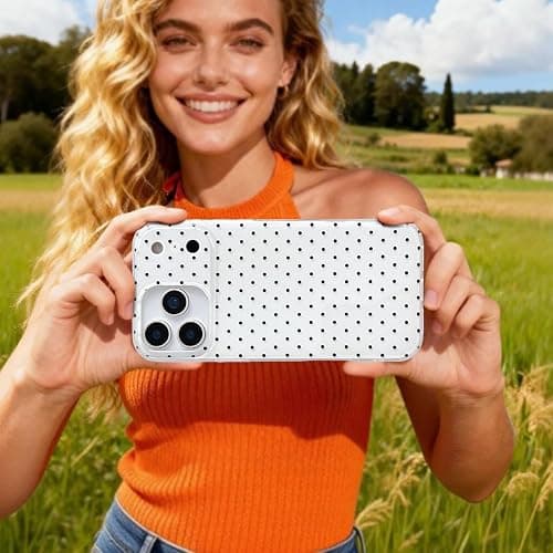 QLTYPRI Cute Phone Case for iPhone 17 Pro Max Case Polka Dot Fashion Aesthetic Design for Women Girls, Slim TPU Shockproof Protective Phone Cover for iPhone 17 Pro Max - White thumbnail 6