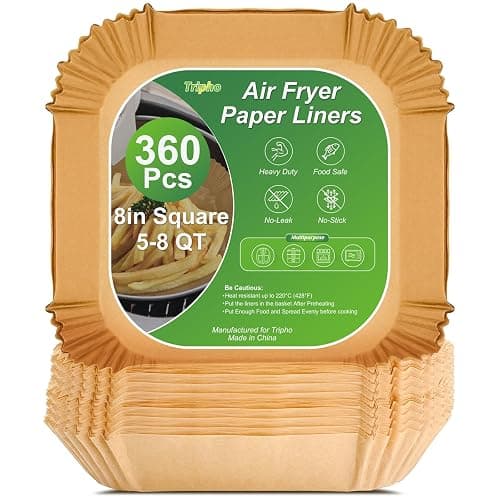 360 Pcs 8” Square Unbleached Heavy Duty Air Fryer Paper Liners Disposable, Non-Stick & Non-Leak Parchment Paper Liners for Airfryer Basket, Deep Fryer Parts & Accessories - Image 1
