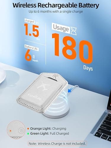 Luggage Tags, Works with Apple Find My, Leather Suitcase Tag, Rechargeable | Luggage Tag for Suitcases, Travel Bags, Backpack, Bag Tags for Travel with Privacy Flap, Smart Luggage Tracker, Gray thumbnail 8