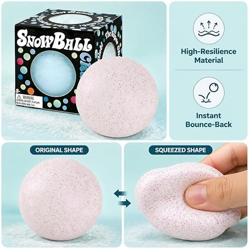 Snowball Stress Relief, Squeeze Fidget Ball for Adults,Slow Rise Portable Desk Ball,Relaxation & Daily Calm Gifts thumbnail 5