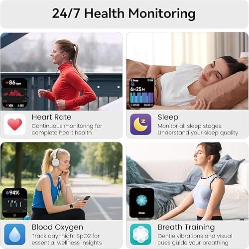 Smart Watch with Alexa Built-in, 1.83" HD Touchscreen Fitness Tracker with Bluetooth Calling, Fitness Watch with Heart Rate/Sleep Monitor/120+ Sports, IP68 Waterproof Smartwatch for Android iOS, Cream thumbnail 4
