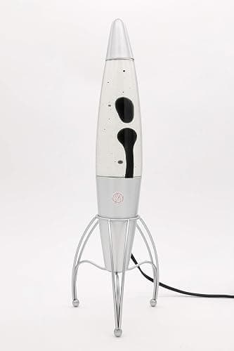 Inspired Designs Retro Rocket Ship Ferrofluid Lava Lamp with Magnetic Black Wax and Clear Liquid, 15 inch thumbnail 3
