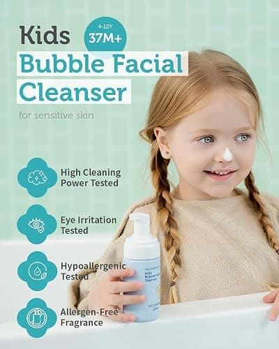 GOONGBE Kids' Bubble Facial Cleanser - Korean Kids Low pH Bubble Foam Face Wash - Gentle Cleansing & Hydrating with Panthenol and Amino Acids - Allergen Free Scent, 3.38 fl.oz. thumbnail 2