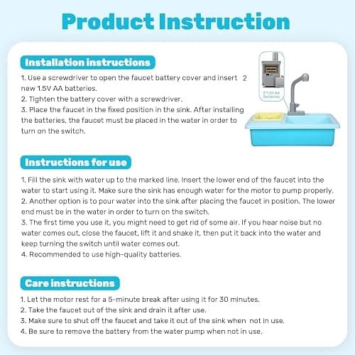 CUTE STONE Color Changing Kitchen Sink Toys, Children Electric Dishwasher Playing Toy with Running Water, Upgraded Faucet, Automatic Water Cycle System Play House Pretend Role Play Toys for Boys Girls thumbnail 7