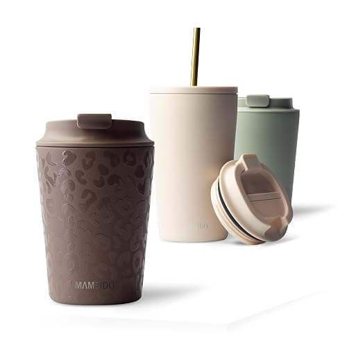 MAMEIDO Thermobecher 350 ml, dichter Kaffeebecher to go aus Edelstahl doppelwandig isoliert, auslaufsicher, Coffee to go Becher warmhaltend (Wild Allure) - Image 1