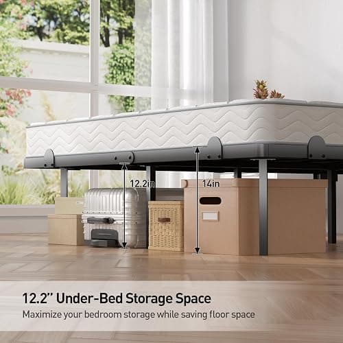 Full Floating Bed Frame with Headboard, Modern Platform Bed Frame with LED Lights and USB Charging Station, Sturdy Metal Bed Frame for Adults, No Box Spring Needed, Easy Assembly, Noise Free Design thumbnail 5